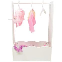 MMP Living Dress up Center with Full Length Mirror, knob and 3 Hangers - White, 3 feet Tall