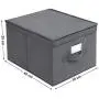 SONGMICS Set of 3 Foldable Storage Boxes with Lids, Fabric Cubes with Label Holders, Storage Bins Organiser, 11.8 SONGMICS Set of 3 Foldable Storage Boxes with Lids, Fabric Cubes with Label Holders, Storage Bins Organiser, 11.8