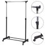 Adjustable Rolling Clothes Hanger Coat Rack Floor Hanger Storage Wardrobe Clothing Drying Racks with Shoe Rack