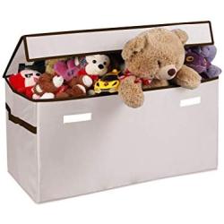 Prorighty Collapsible Toy Chest for Kids (XX-Large) Storage Basket w/Flip-Top Lid | Toys Organizer Bin for Bedrooms, Closets, Child Nursery | Store Stuffed Animals, Games, Clothes (Beige)