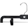 Hanger Central 5131B-10 Heavy Duty Plastic Bottoms Hangers with Metal Sliding Pinch Clips Pants Hangers, 14 Inch, Black, 10 Pack