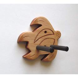 Tropical Ukulele Wall Mount Hanger, Carved Hawaiian Honu, Luau Party Decor