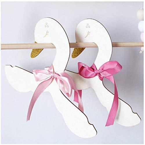 DNJKSA Europe Style Wooden Clothes Hanger Kids Baby Animal Carton Swan Hanger Rack Home Girls Princess Room Nursery Decor(Random Color) 2 Pcs