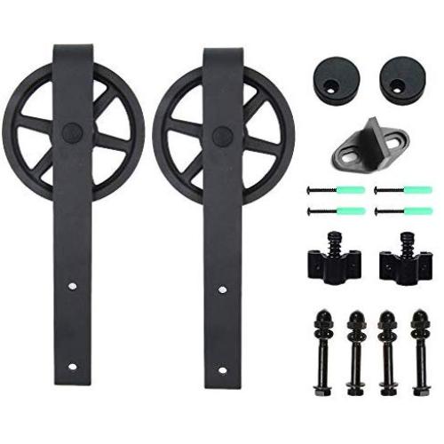 LWZH Sliding Barn Door Hardware Rollers Hangers for Single Door Interior Door Pulley Wheels(Black Big Wheel J-Shaped Hangers) NO Sliding Rail Track LWZH Sliding Barn Door Hardware Rollers Hangers for Single Door Interior Door Pulley Wheels(Black Big Wheel J-Shaped Hangers) NO Sliding Rail Track