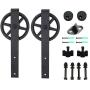 LWZH Sliding Barn Door Hardware Rollers Hangers for Single Door Interior Door Pulley Wheels(Black Big Wheel J-Shaped Hangers) NO Sliding Rail Track LWZH Sliding Barn Door Hardware Rollers Hangers for Single Door Interior Door Pulley Wheels(Black Big Wheel J-Shaped Hangers) NO Sliding Rail Track