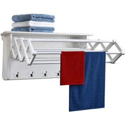 Danya B Accordion Clothes Drying Rack, Retractable, Wall Mounted Drying Rack, White - Perfect for The Laundry Room