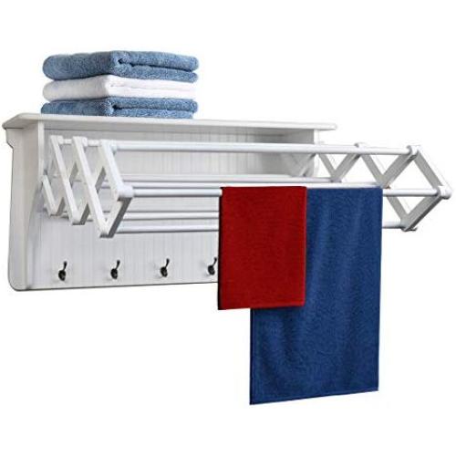 Danya B Accordion Clothes Drying Rack, Retractable, Wall Mounted Drying Rack, White - Perfect for The Laundry Room Danya B Accordion Clothes Drying Rack, Retractable, Wall Mounted Drying Rack, White - Perfect for The Laundry Room