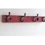 Red Wooden Shelf Vintage Carpenters Level Wall Coat Rack and Key Hanger Cast Steel Acorn Hooks Shelves