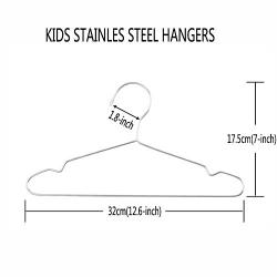 HAZOULEN 10 Pack Childrens Stainless Steel Hangers, Kids Clothes Hangers Space Saving Hangers for Closets