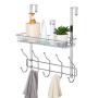 Nandae Over The Door 5 Hooks Shelf Organizer Hanger with Mesh Basket Storage Rack for Bathroom Kitchen Storage Shelves, Chrome