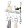 Nandae Over The Door 5 Hooks Shelf Organizer Hanger with Mesh Basket Storage Rack for Bathroom Kitchen Storage Shelves, Chrome Nandae Over The Door 5 Hooks Shelf Organizer Hanger with Mesh Basket Storage Rack for Bathroom Kitchen Storage Shelves, Chrome