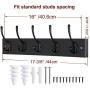 WEBI Coat Rack Wall Mounted, 16’’ Hole to Hole,Coat Hanger Wall Mount,5 Hooks for Hanging Jacket,Coats,Clothes,Hats,Black