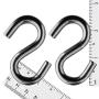S Hook - Heavy Duty, Marine Grade 316 Stainless Steel 2.5'' Long, 5/16'', Extra Strong S Shaped Hook - Thick Metal Hook for Hanging and Utility Use (2)