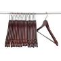 JS HANGER Coat Hanger Wooden Suit Hanger with Non Slip Pants Bar and Cut Notches - Walnut, Set of 20