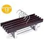 JS HANGER Premium Wooden Pant Skirt Hangers with 2-Adjustable Clips, Walnut Finish, 10-Pack JS HANGER Premium Wooden Pant Skirt Hangers with 2-Adjustable Clips, Walnut Finish, 10-Pack