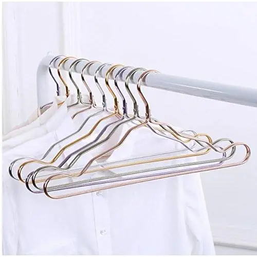 10pcs Random Color Clothes Hanger Drying Rack, Aluminum Alloy Anti-Skid Hanger for Clothes Wardrobe Storage Hanger