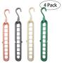 Ira Pollitt Magic Plastic Hangers Space Saving Clothes Hangers,Multifunctional Smart Closet Organizer Rotate Anti-Skid Folding Hanger Pack of 4 Standard Hangers with 9 Holes for Heavy Clothes, Shirts