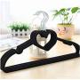 10PCS Color Random Clothes Hangers Plastic Heart-Shaped Flocking Hanger Portable Drying Rack Hanger Home Clothing Organizer