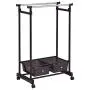FDInspiration Functional Rolling Adjustable Clothes Garment Rack Double Rod Hanger Organizer w/ 2 Drawers with Ebook