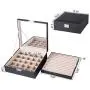 BEWISHOME Ring Organizer and Earring Boxes Holder - 11 Ring Slots, 25 Earring Compartments, Large Mirror, 2 Layers - Jewelry Boxes Tray Cufflinks Storage for Girls Women Men, Black Faux Leather SSH21B BEWISHOME Ring Organizer and Earring Boxes Holder - 11 Ring Slots, 25 Earring Compartments, Large Mirror, 2 Layers - Jewelry Boxes Tray Cufflinks Storage for Girls Women Men, Black Faux Leather SSH21B