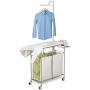 Honey-Can-Do Rolling Laundry Sorter with Ironing Board and Shirt Hanger