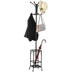 Hall Tree Metal Coat Rack Umbrella Holder Hat Hooks Clothes Storage Stand Hanger