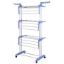 Comcastle 3-Tier Clothes Drying Rack with Heavy Duty 360 Degree Wheels, Double Pole Rail Rod Adjustable Clothes Rack Hanger Indoor Outdoor, Compact Storage