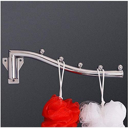 5pcs Family Room Accessories Stainless Steel Wall Mount Clothes Hanger Rack Hook Swing Arm Ball Rotary Holder