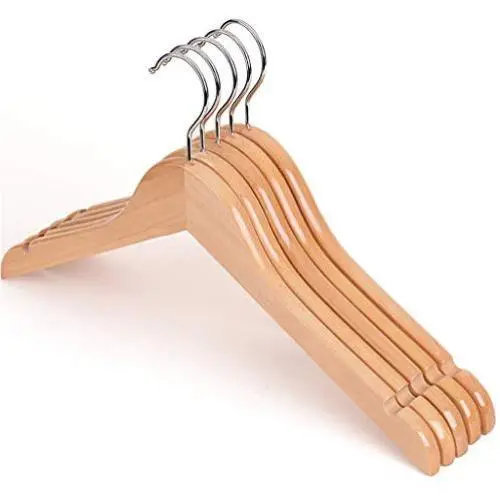 LQFLD Natural Wooden Coat Hangers-Pack of 10 Hangers for Baby & Toddler Clothes-32cm Wide