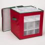 Household Essentials 552RED Medium Christmas Tree Ornament Storage Boxes | Stores Up to 27 Xmas Ornaments | Red Bin with Green Trim