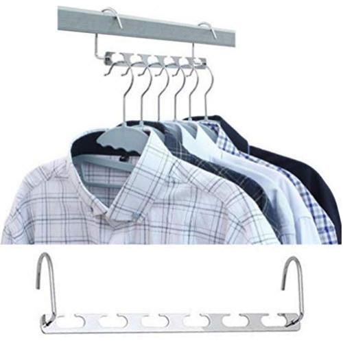 5PCs Clothes Hangers Space Saving Closet Organize Magic Creative Design Metal Multi Function Wonder Rack Decoration