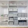 GRANNY SAYS Storage Bins for Shelves with Lids and Handles, Rectangle Storage Basket, Gray, Medium, 3-Pack