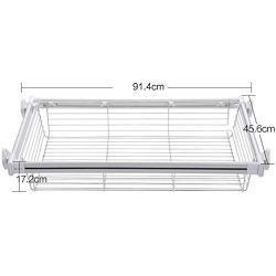 Hanger Adjustable Pull-Out Storage Basket Length Clothes Hanger Rail cm Adjustment Range Long Service Life Areas Abs Plastic (Size : 91.4 45.6 17.2cm)