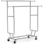 Yaheetech Commercial Grade Garment Rack Rolling Collapsible Rack Hanger Holder Heavy Duty Double Rail Clothes Rack Extendable Clothes Hanging Rack 2 Omni-Directional Casters w/Brake,250 lb Capacity