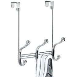 iDesign 53070 York Lyra Steel Over-The-Door 6-Hook Storage Rack - 8.38'' x 5.25'' x 11'', Chrome