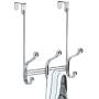 iDesign 53070 York Lyra Steel Over-The-Door 6-Hook Storage Rack - 8.38'' x 5.25'' x 11'', Chrome