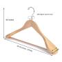 Nature Smile 16.15(41CM) Ladies Wooden Suit Hangers - 6 Pack - Wood Coat Hangers,Jacket Outerwear Shirt Hangers,360 Degree Swivel Hooks & Anti-Slip Bar with Screw(Natural)