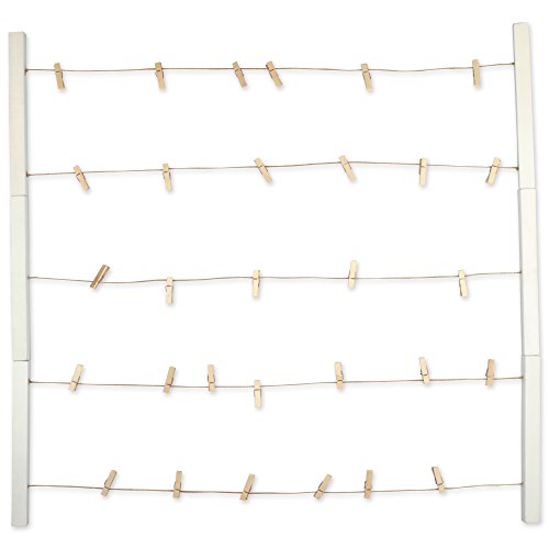 DII Home Traditions Floating Photo Display DIY Photo Collage Set with Twine Clothesline, Natural Wood Wall Mounts, and 30 Wooden Clothespin Clips for Hanging Photos, Prints, and Art - Rustic White DII Home Traditions Floating Photo Display DIY Photo Collage Set with Twine Clothesline, Natural Wood Wall Mounts, and 30 Wooden Clothespin Clips for Hanging Photos, Prints, and Art - Rustic White