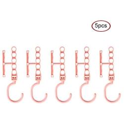 HHXD 5Pcs Portable Clothes Hanger Organizer,with Handles Save Space Storage Coat Hangers Fashion/Pink / 19.2 x 4.8cm