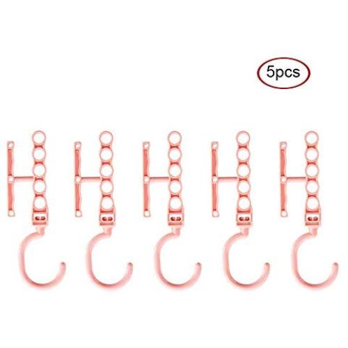 HHXD 5Pcs Portable Clothes Hanger Organizer,with Handles Save Space Storage Coat Hangers Fashion/Pink / 19.2 x 4.8cm