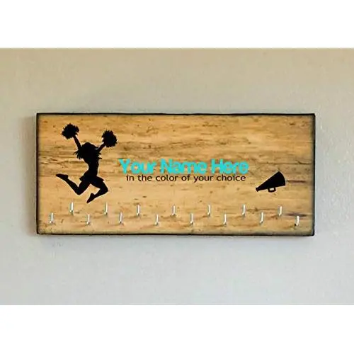 Race Medal Holder/Running Medal Hanger - CHEERLEADER/PERSONALIZED. Wood Wall Mounted Medal Organizer. CUSTOMIZATION Available