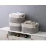 DECOMOMO Large Foldable Storage Bin [3-Pack] Collapsible Sturdy Cationic Fabric Storage Basket Cube W/Handles for Organizing Shelf Nursery Home Closet & Office - Grey & White 15 x 11 x 9.5