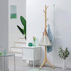 TD Simple Solid Wood Floor Coat Rack, Child Fashion Clothes Hanger, Living Room Bedroom Hangers Bag Rack (Color : B Wood Color)