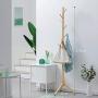TD Simple Solid Wood Floor Coat Rack, Child Fashion Clothes Hanger, Living Room Bedroom Hangers Bag Rack (Color : B Wood Color)