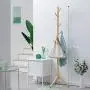 TD Simple Solid Wood Floor Coat Rack, Child Fashion Clothes Hanger, Living Room Bedroom Hangers Bag Rack (Color : B Wood Color)