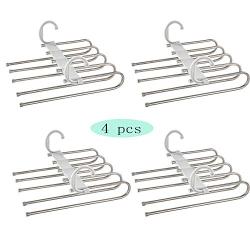 HJYPYJ Magic Hanger,Multifunction Adjustable Magical Hangers,Stainless Steel + Pp + PVC Multi-Layer Storage Trouser Hangers,Space-Saving Organizer Hangers,2Pcs 4Pcs Durable/Gray / 4 pcs