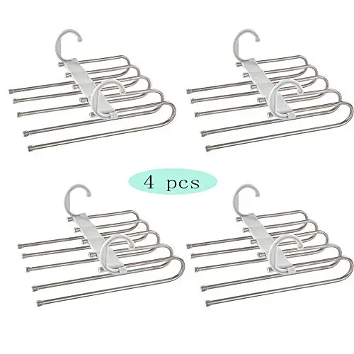HJYPYJ Magic Hanger,Multifunction Adjustable Magical Hangers,Stainless Steel + Pp + PVC Multi-Layer Storage Trouser Hangers,Space-Saving Organizer Hangers,2Pcs 4Pcs Durable/Gray / 4 pcs HJYPYJ Magic Hanger,Multifunction Adjustable Magical Hangers,Stainless Steel + Pp + PVC Multi-Layer Storage Trouser Hangers,Space-Saving Organizer Hangers,2Pcs 4Pcs Durable/Gray / 4 pcs