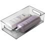 mDesign Plastic Storage Bin with Handles for Organizing Hand Soaps, Body Wash, Shampoos, Lotion, Conditioners, Hand Towels, Hair Accessories, Body Spray, Mouthwash - 14.5" Long, 2 Pack - Smoke Gray