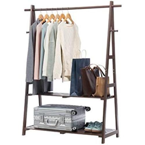 PeaceipUS Solid Wood Coat Rack Floor Style Simple Hangers Bedroom Living Room Wooden Clothes Racks Childrens Storage Rack (Color : Brown)