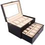 Chirde 20 Slots Watch Boxes Jewelry Display Case, Dual Layer Watch Holder Organizer with Lock and Key (US Stock)